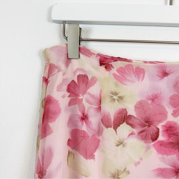 Dressbarn Vintage Baby Pink Floral Midi Skirt Size Medium Made in USA - Picture 2 of 5